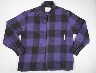 Corelate Shirt Mens Small Purple Black Plaid Wool Blend Shacket Made Italy