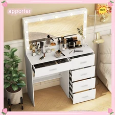 11 Led Lights Makeup Desk Mirror, Vanity Dressing Table Set , for Xmas gifts, US