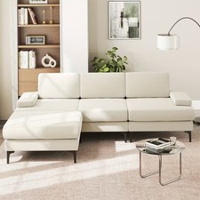 L-Shaped Chenier Sofa for Living Room 3-Seater Convertible Sectional Couch Sofa