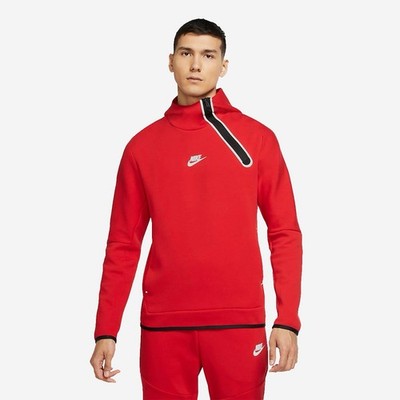 Nike Sportswear Tech Fleece Zip Pullover Hoodie CU4493 657 Red Reflective Sz M