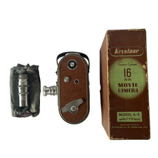 Keystone Criterion Model A-9 Seven Speed 16mm Movie Camera w Box Elgeet Lens