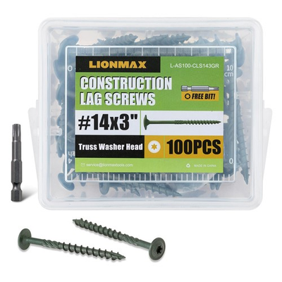 #ad 100 PCS #14x3 Inch Structural Wood Lag Screws Washer Head Star Drive Green $31.80