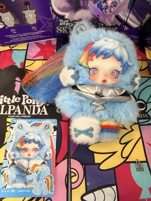#ad My Little Pony Rainbow Dash Skullpanda Collectible Plush Doll Pendant Blue White $33.00