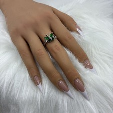 Green Crystal Plated Butterfly Ring New