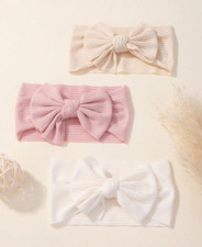 3pcs Kids Baby Elastic Hair Ties Solid Colour Bow Knot Headbands Valentine