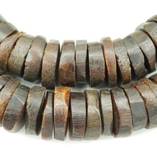 Brown African Bone Beads 19-20mm Large Sliced Handmade in Kenya 1535F128 