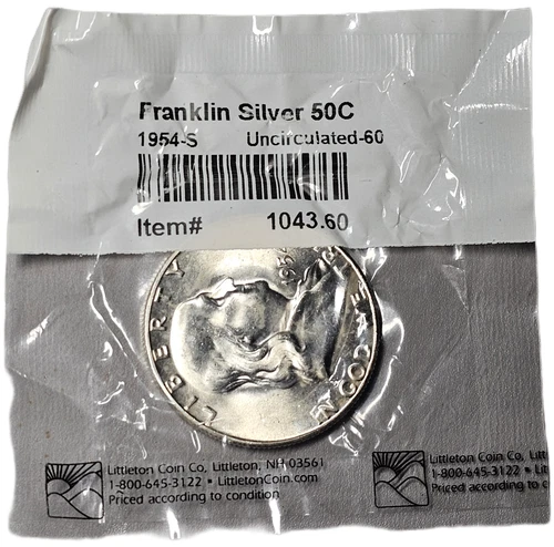 1954-S Franklin Half Dollar in Littleton Cello MS Free USA Shipping