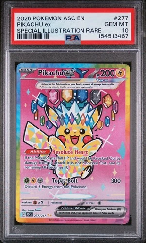 2026 POKEMON ASCENDED HEROES SPECIAL ILLUSTRATION RARE #277 PIKACHU EX PSA 10