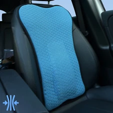 Car Chair Seat Back Cushion Support Gel Breathable Lumbar Lower Back Pad Blue US