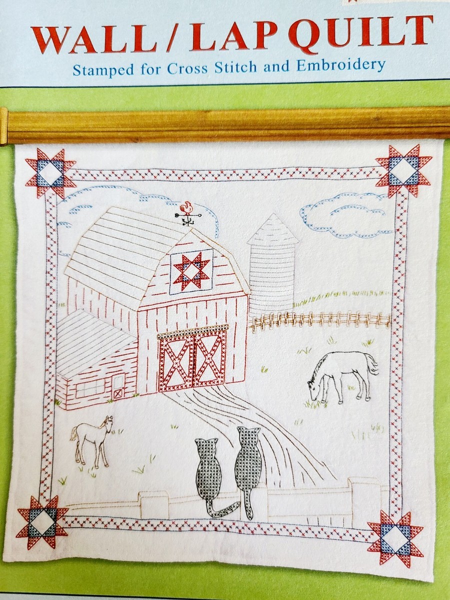Stamped White Wall or Lap Quilt 36