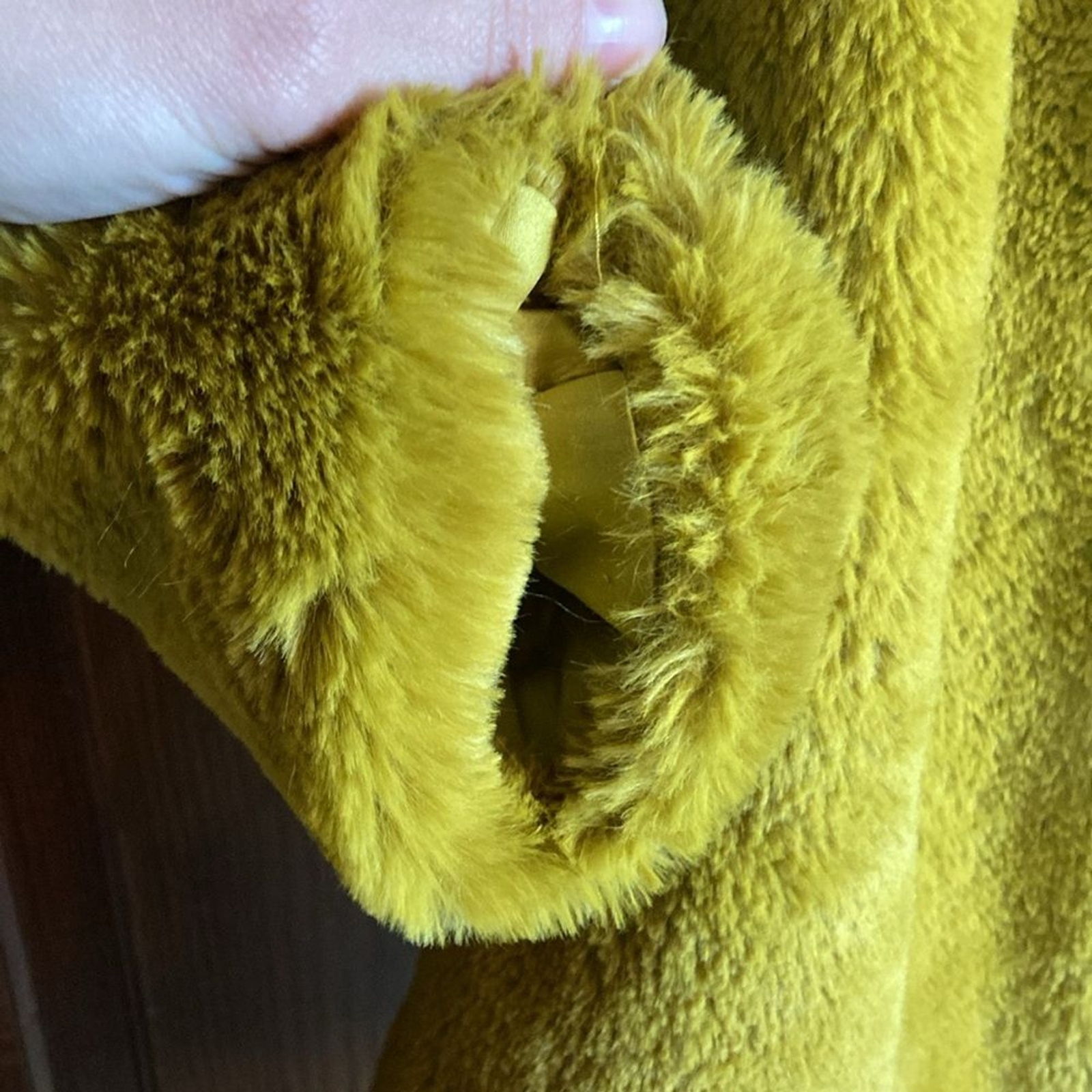 Willow & Clay Mustard Yellow Plush Faux Fur Jacket … Gem