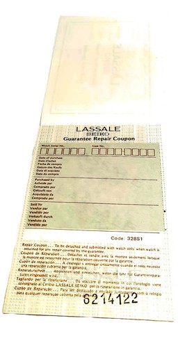 Seiko Collection LASSALE WATCH GARANTIE BOOKLET - GARANTIE - 80er Jahre - NEU - Bild 9 von 11