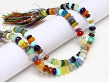 AAA Natural Mix Gemstone Smooth Rondelle 7-8mm Gemstone Beads 8 inch Long