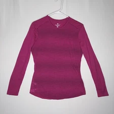 Seg'ments Merino Wool Top Women Medium Pink Mesh Long Sleeve Stretch Base Layer