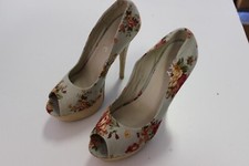 Decoltè decolte plateau spuntate fiori scarpa zeppa verde acqua  tg 40 n. 8 A8