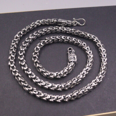 Pure S925 Sterling Silver Chain 6mm Dragon Phoenix Feather Link