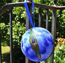 Royal Blue Peacock Feather Ball/Ornament 6 inches 1 Piece