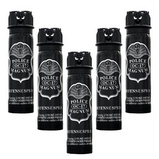 5 POLICE MAGNUM Pepper Spray 4 ounce Flip Top Stream Personal Defense Safety