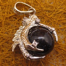 Natural Stone Sphere With Dragon Claw Pendant Ball Bead Crystal Quartz Necklace