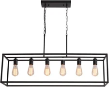 Modern 5-Light Crystal Chandelier Linear Black Rectangular Ceiling Pendant Lamps