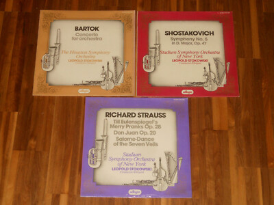 Leopold Stokowski - 3 SEALED LPs - BARTOK + SHOSTAKOVICH + RICHARD STRAUSS