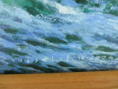 Rousselet ""Sea & Sky 2004" Arena Mar Ondas Firmado a Mano Aceite Original Estirado - Imagen 4 de 5