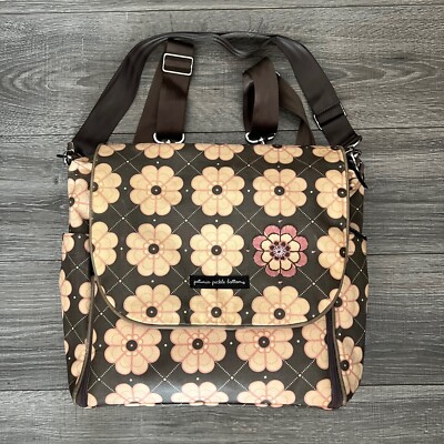 Petunia Picklebottom Boxy Backpack Diaper Bag Pink Flowers Taupe