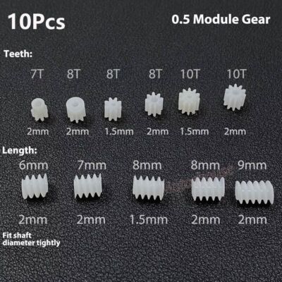 10Pcs 0.5 Module Plastic Worm Gear Transmission Pinion for 1mm 1.5mm 2mm Shaft
