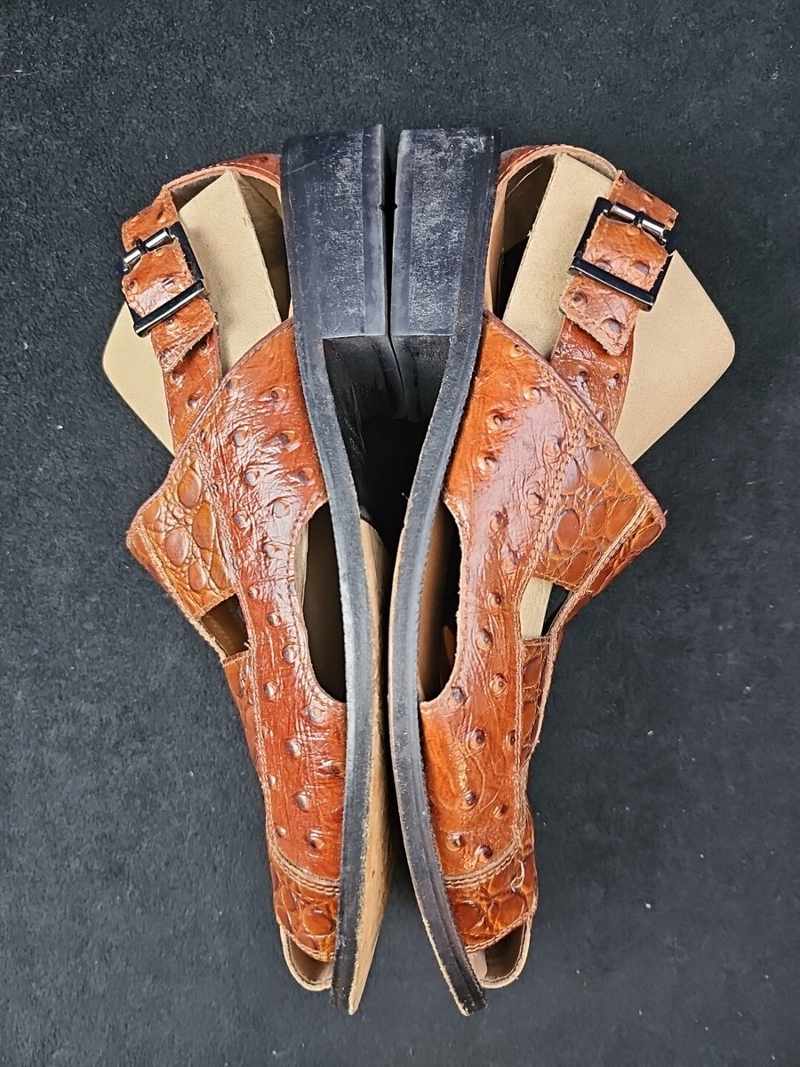 Stacy Adams Brown Embossed Leather City Sandals Leather  display picture 3
