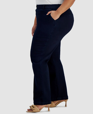 $89 Kasper Women's Blue Mid-Rise Flared Dress Pants Plus Size 14W | eBay