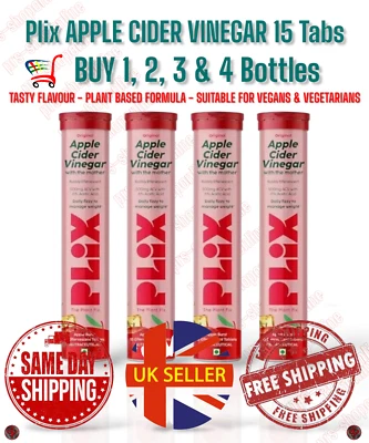 PLIX Apple Cider Vinegar 15 Effervescent Tabs HERBAL *UK SELLER*