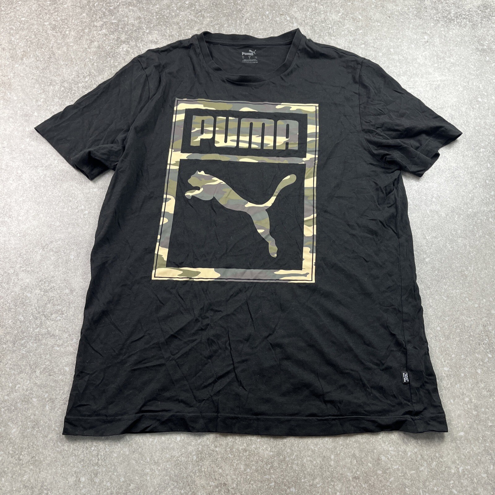 Puma Black Camo Logo Graphic Tee for Men Size L