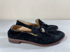 FRANCO SARTO WOMEN'S BLACK SUEDE SLIP ON HADDEN TASSEL LOAFERS SIZE 6M