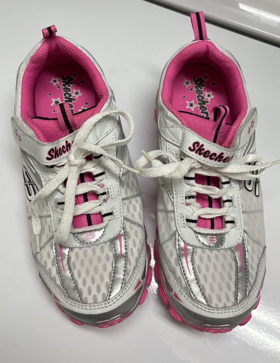 Skechers Athletic Shoes Women's Sz 5 White Pink Silver 81208L Girls Sz 3