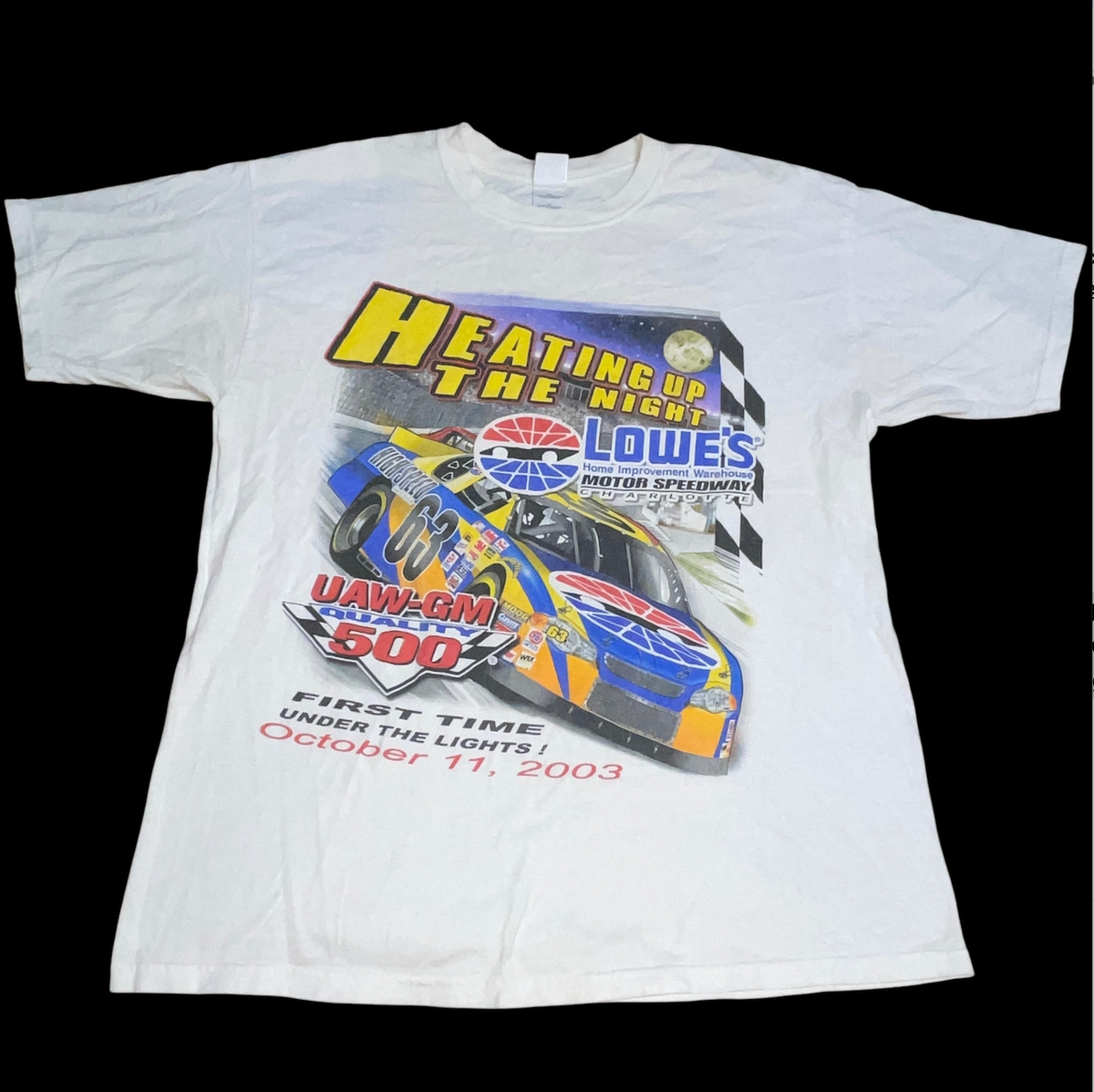 Vintage UAW-GM 500 Nascar Racing Tee Shirt XL Heating Up The Night
