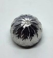 Vintage Tie Tack / Tie Pin Silver Tone Domed Etched Textured Floral Button