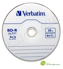 10 VERBATIM 6X Blu-Ray BD-R 25GB Branded Logo in Paper Sleeves 