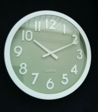 Green Wall Clock Round Kitchen Clock Bedroom 25cm Diameter Modern Clock Time