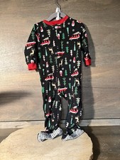 CARTERS CHRISTMAS Romper Outfit 18 Months CHRISTMAS TREES, DEERS MORE FOOTED ZIP
