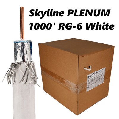 Skyline PLENUM RG-6 1000ft Reel in Box Coaxial Cable White 3GHz 18 Gauge