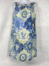Talbots Dress Women’s Size 14 Blue Yellow Sheath Floral Cottagecore Cotton New