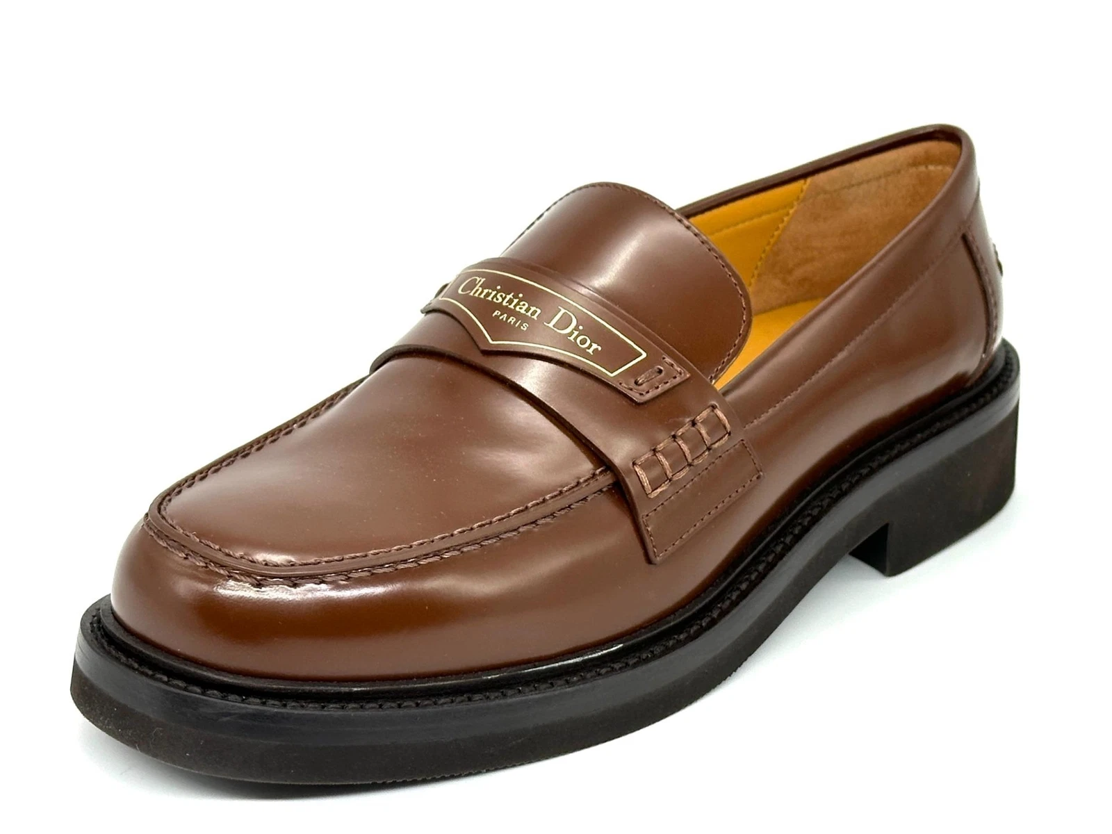 Mocassins plats en cuir brossé DIOR BOY chaussures de conduite conducteurs marron ambre