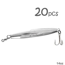 20pcs Fish WOW!® 14oz Diamond Jig Chrome 7/0 Treble Hook 400g Silver Heavy Bait