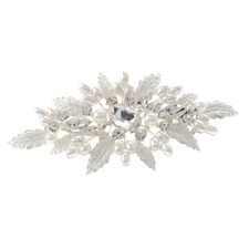 Silver Tone Metal Rhinestone Hair Comb With Synthetic Pearl H3948-SWH