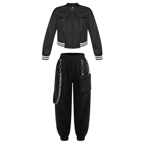 Children Girls Set Pocket Outfit Workout Tracksuit Elastic Waistband Jacket - Picture 12 of 29