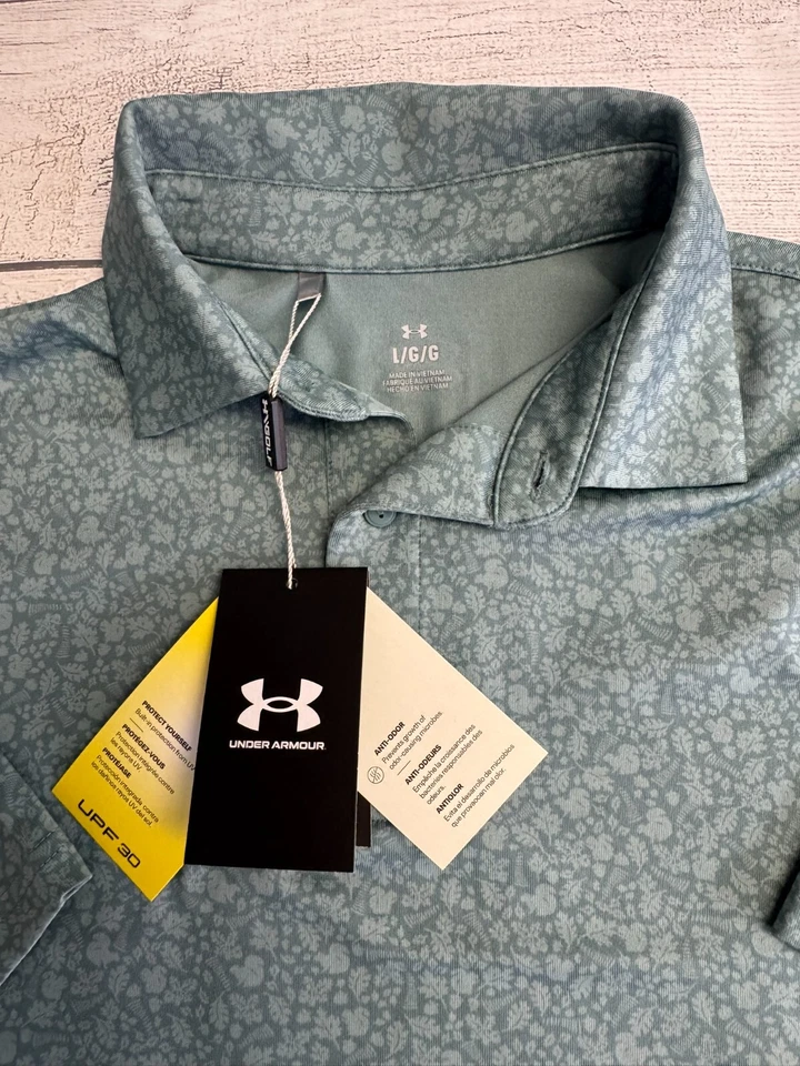 Camisa polo de golf Under Armour para hombre grande nueva Drive Squirrel Botanic precio de venta sugerido por el fabricante $80 Foto 2 de 4