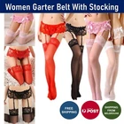 Ladies Suspender Belt with Stockings Lace Sexy Garter Set G-string Nightwear  AU