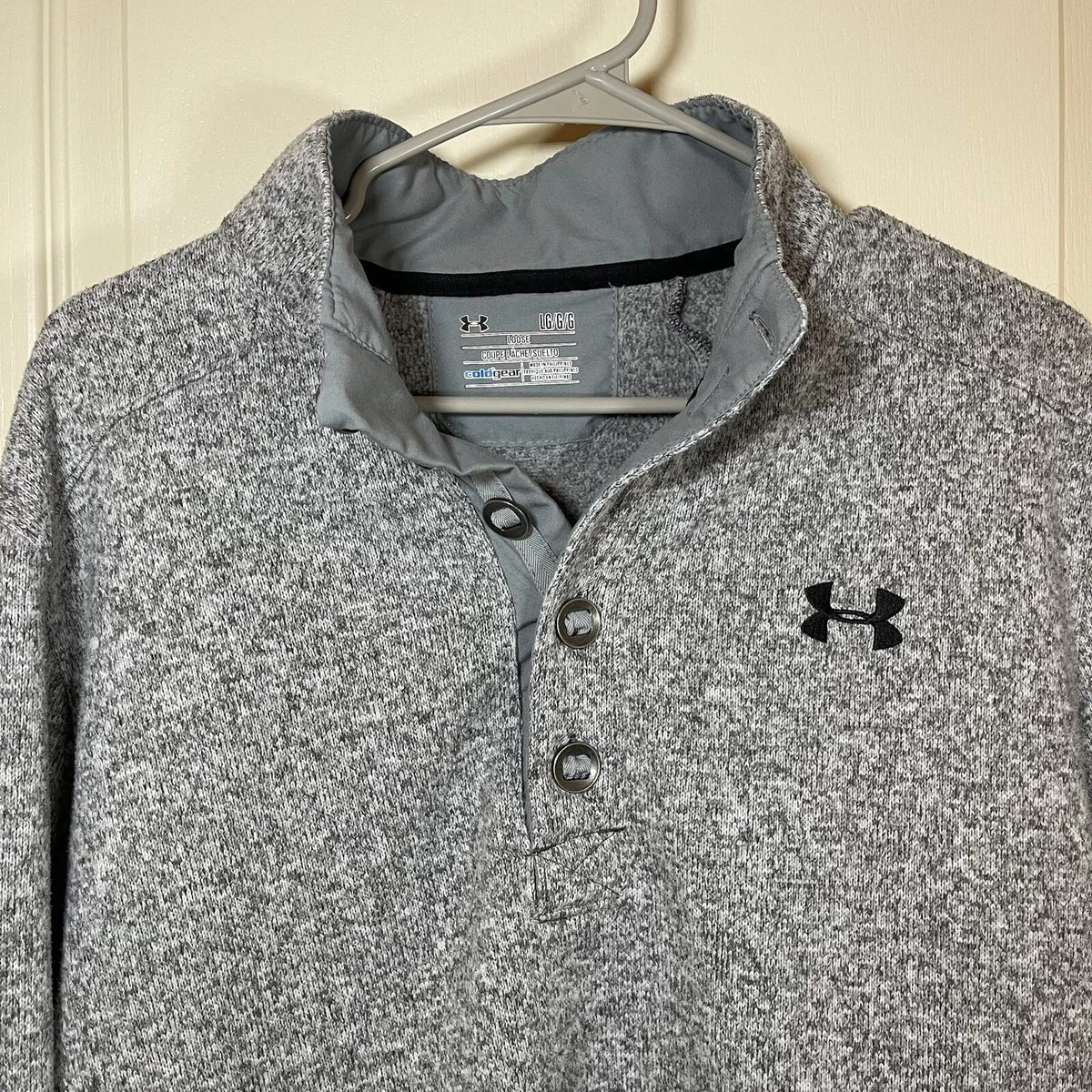 Under Armour Specialist Storm Coldgear Sweater Men's L Buttons Gray Heather  | eBay
