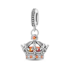 KUNSIR 925 Sterling Silver Queen Crown Dangle Charm For Bracelet Pendant Charm