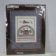 Vtg Janlynn Bugle Boy Sampler 50-919 Counted Cross Stitch Kit 1987 11 x 14 NOS
